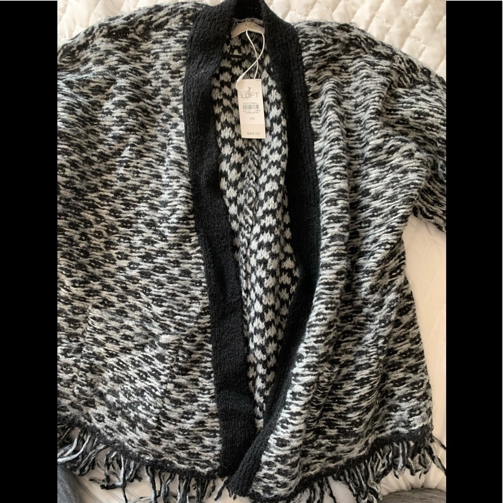 New - LOFT fringe open cardigan - Picture 3 of 5